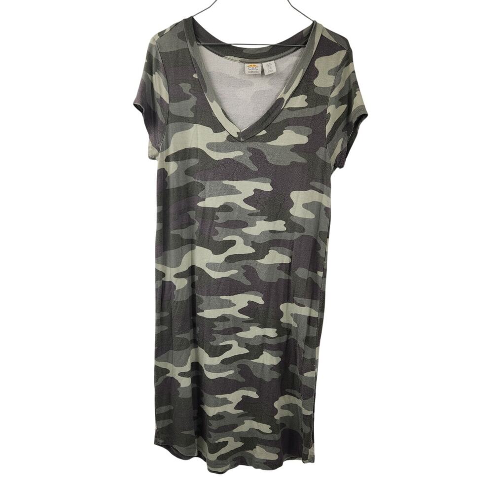 C&C California Camouflage Short Sleeve V-Neck Dress Womens Size Extra Small XS